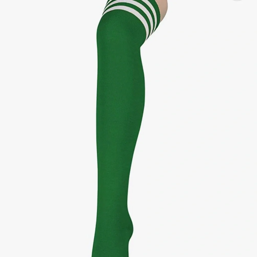 Thigh High Socks Green White - Picture 2 of 7